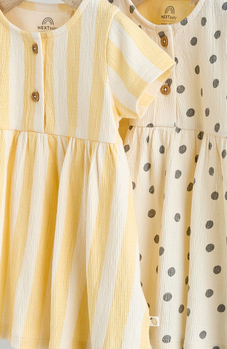 NEXT Pack of 2 Assorted Stretch Cotton Dresses, Alternate, color, Yellow