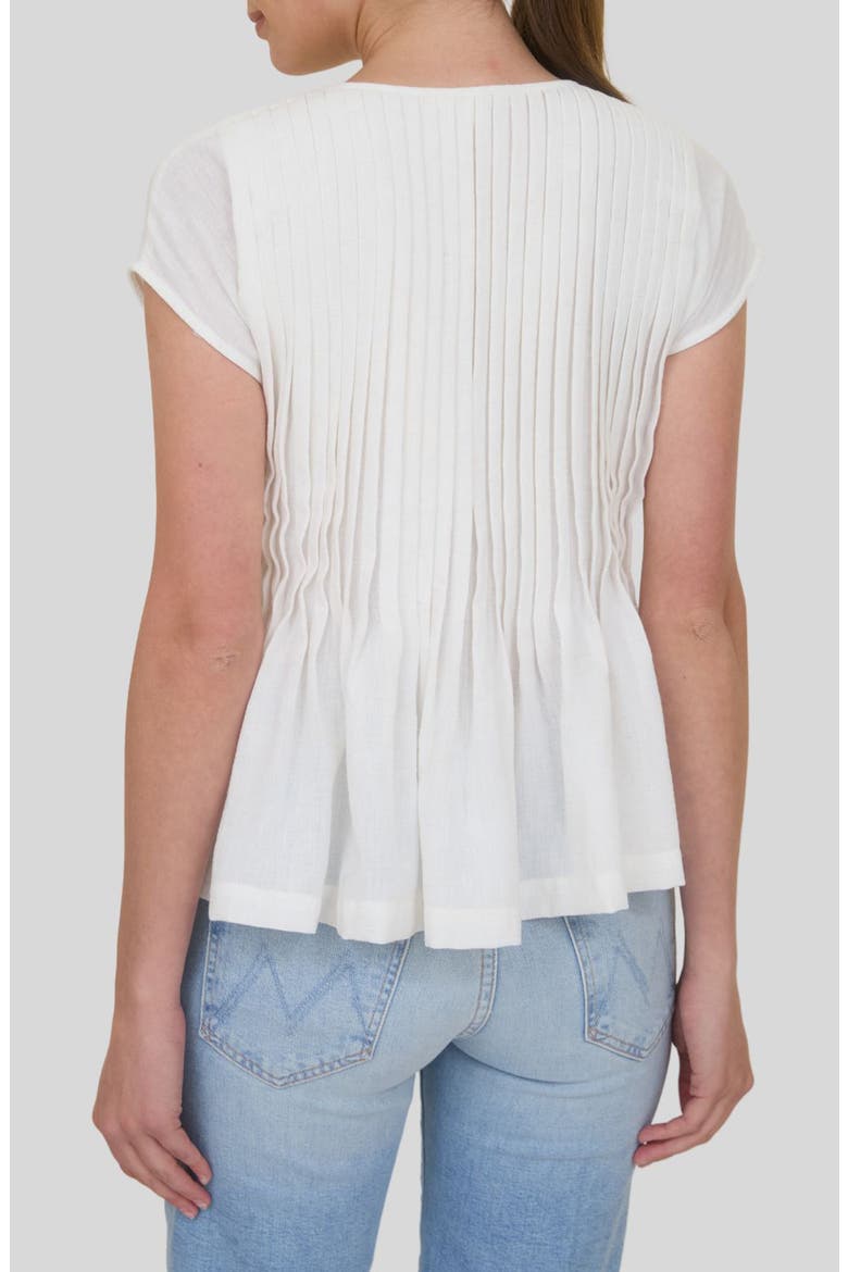 Pintuck Pleat Peplum Top, Alternate, color, IVORY