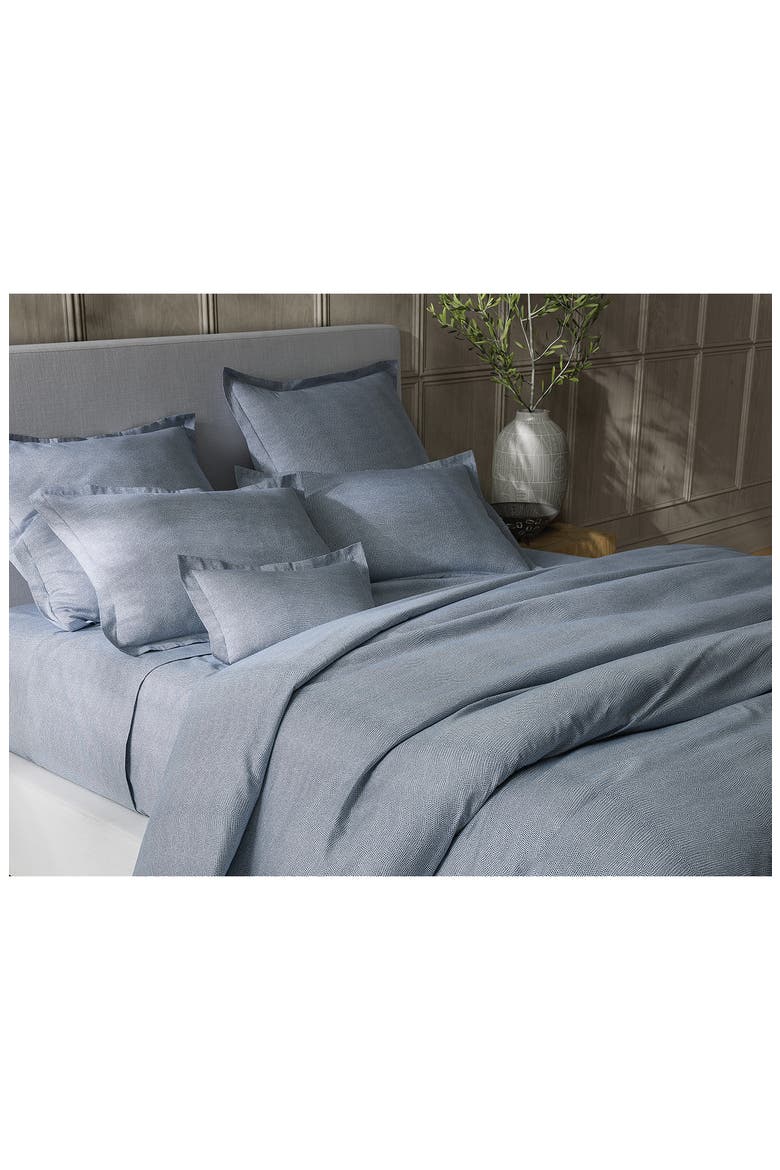 Jasper Cotton Sateen Fitted Sheet, Alternate, color, STEEL BLUE