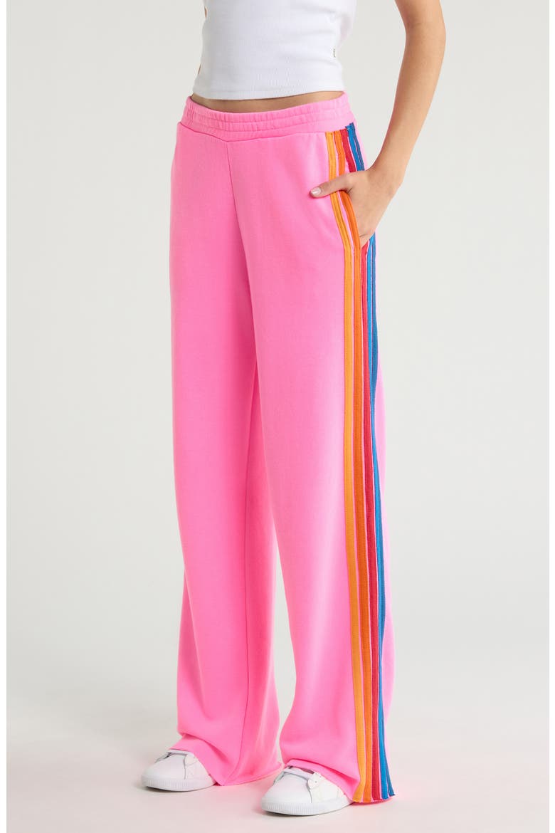 5-Stripe Wide Leg Sweatpants, Alternate, color, NEON PINK