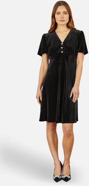 Yumi Velvet Diamante Detail Skater Dress