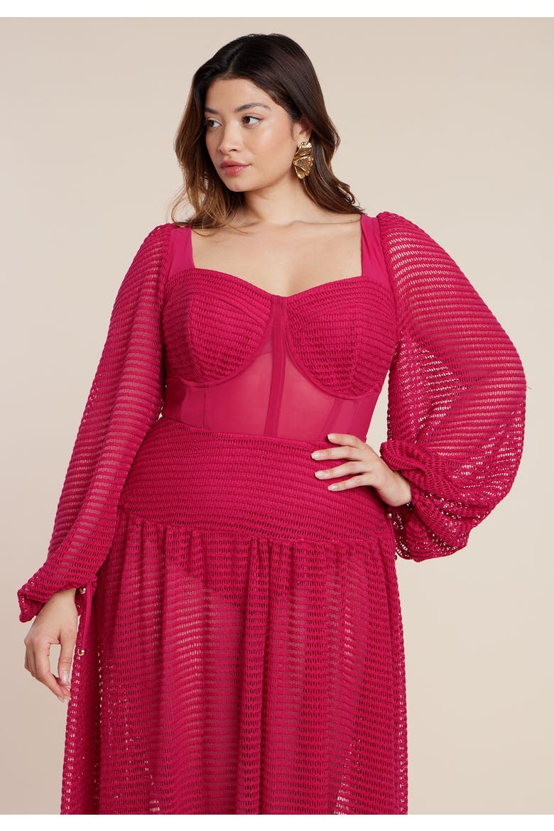 Patbo X Eloquii Corset Waist Maxi Dress, Alternate, color, CRADLE PINK