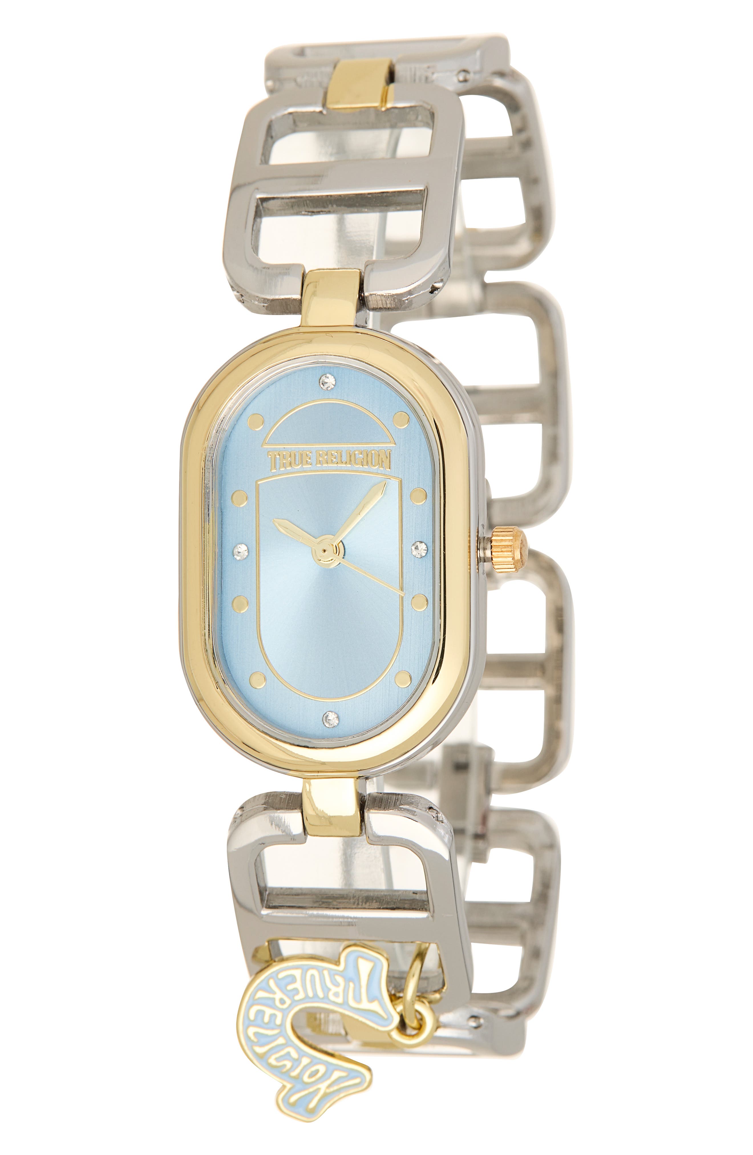 True Religion Logo Charm Bracelet Watch, 28mm