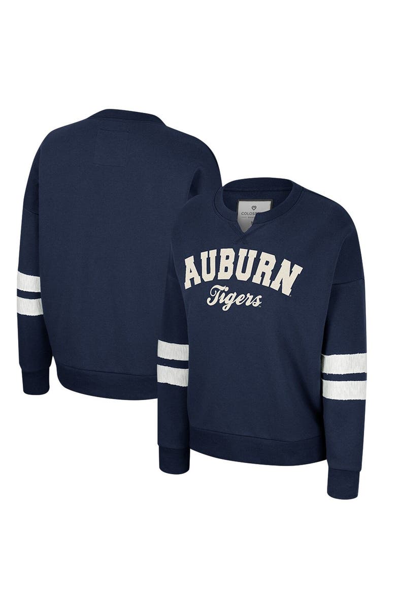 COLOSSEUM Women's Colosseum Navy Auburn Tigers Perfect Date Notch Neck Pullover Sweatshirt, Main, color, Navy