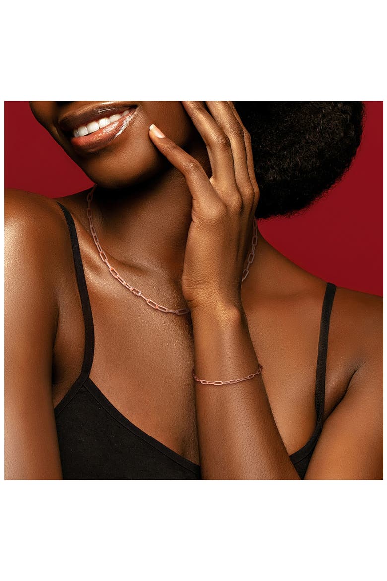 Polished Paper Clip Chain Necklace & Bracelet Set, 3.5mm, Alternate, color, ROSE