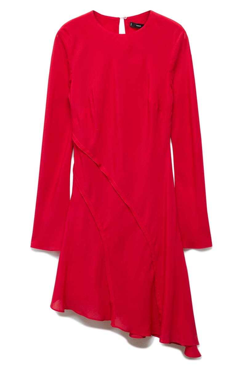 MANGO Long Sleeve Asymmetric Hem Dress, Alternate, color, 