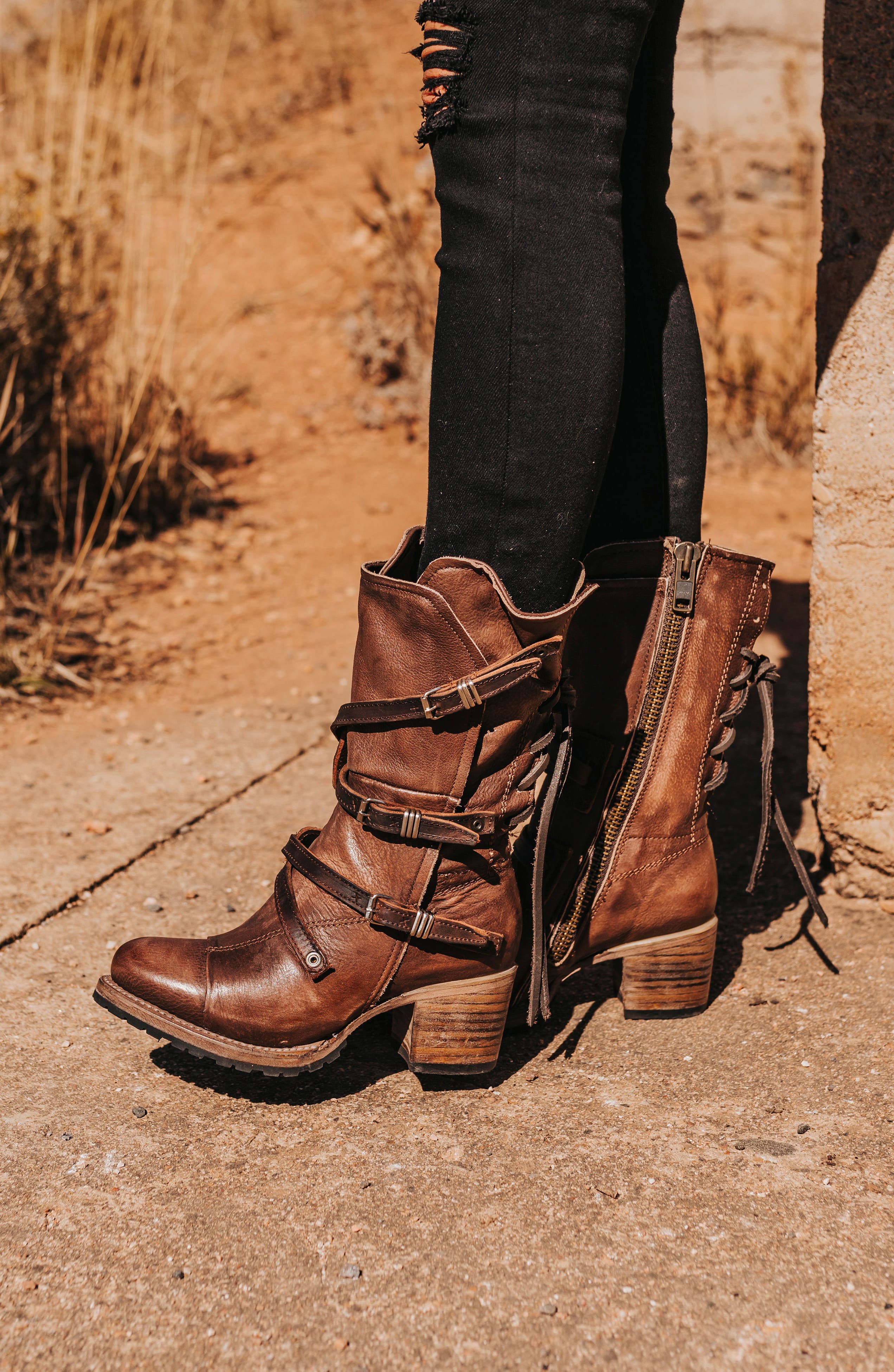 Cora Buckle Boot, Alternate, color, BROWN