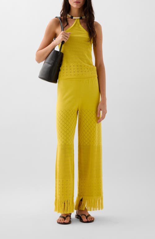 Scalpers Pointelle Knit Top In Green