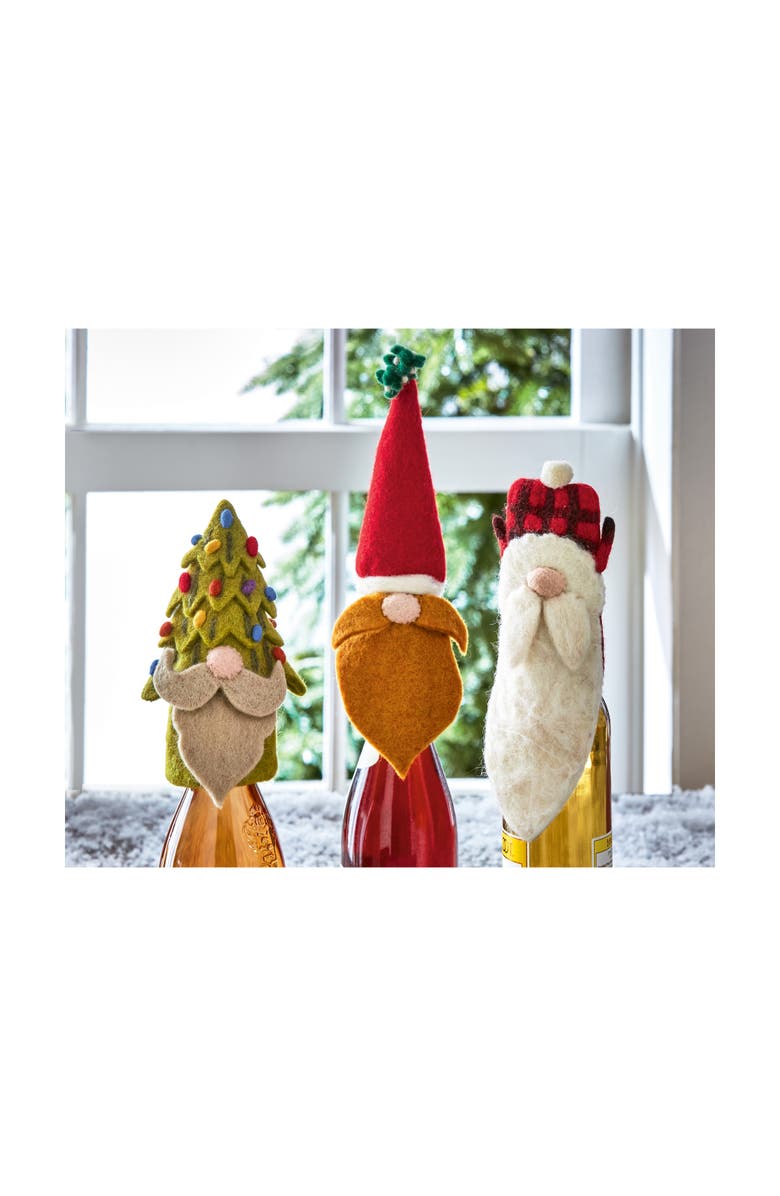 tag Lars Gnomie Bottle Topper Black Multi Wool Christmas Decor, Alternate, color, Black