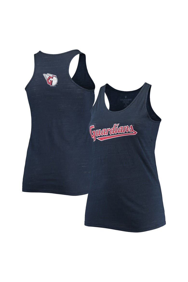 Women's Soft as a Grape Navy Cleveland Guardians Plus Size Swing for the Fences Tri-Blend Racerback Tank Top, Main, color, Navy