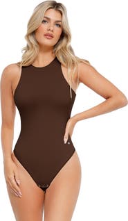Popilush Cloudsense Shapewear Sleeveless Cutaway Round Neck Bodysuit