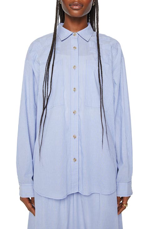 The Roomie Stripe Oversize Cotton Button-Up Shirt