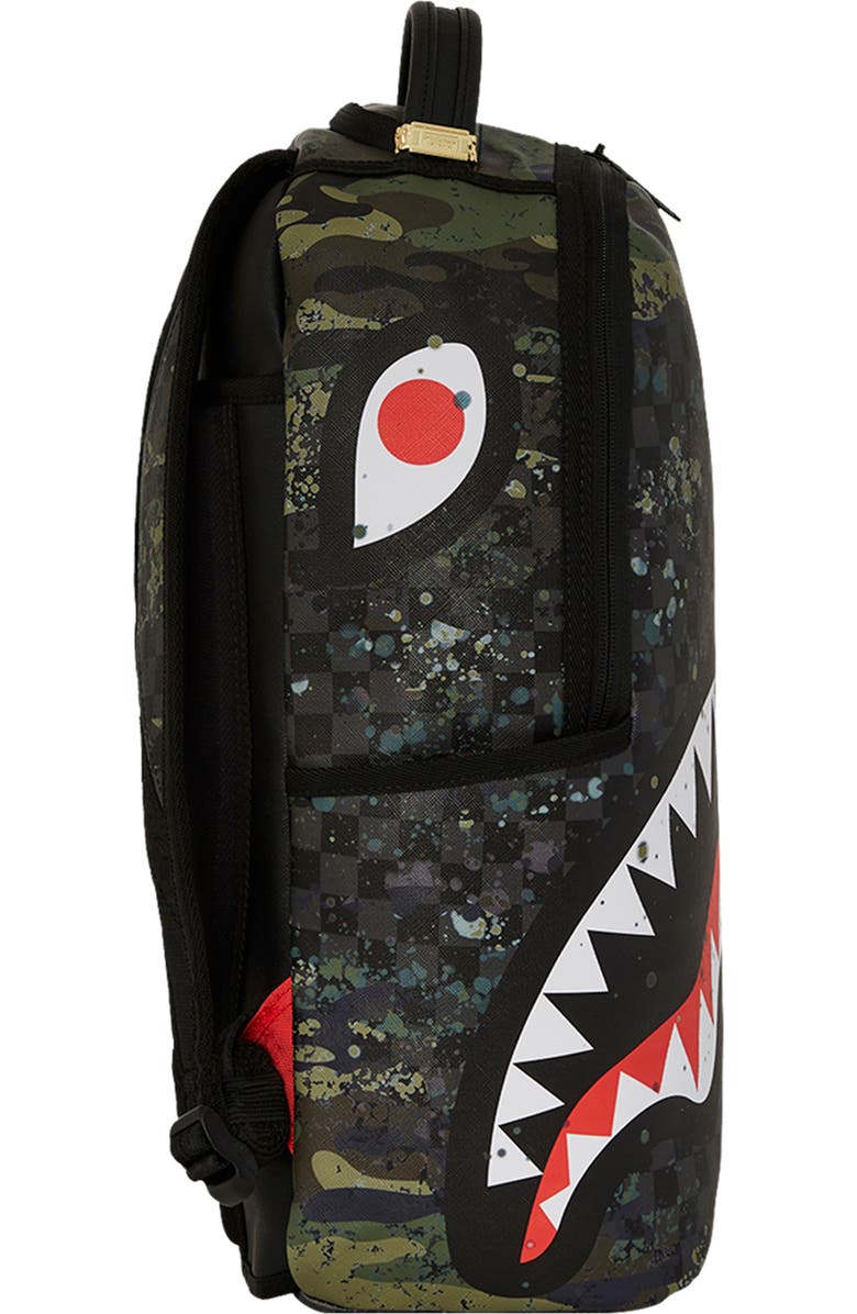 Sprayground Kids' Camo Splash Shark DLXSV Backpack, Alternate, color,