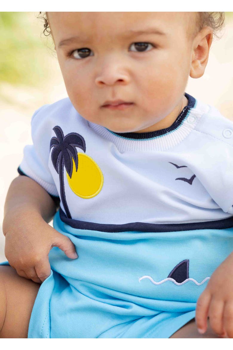 Knit Shortall With Ocean Scene, Alternate, color, Turquoise