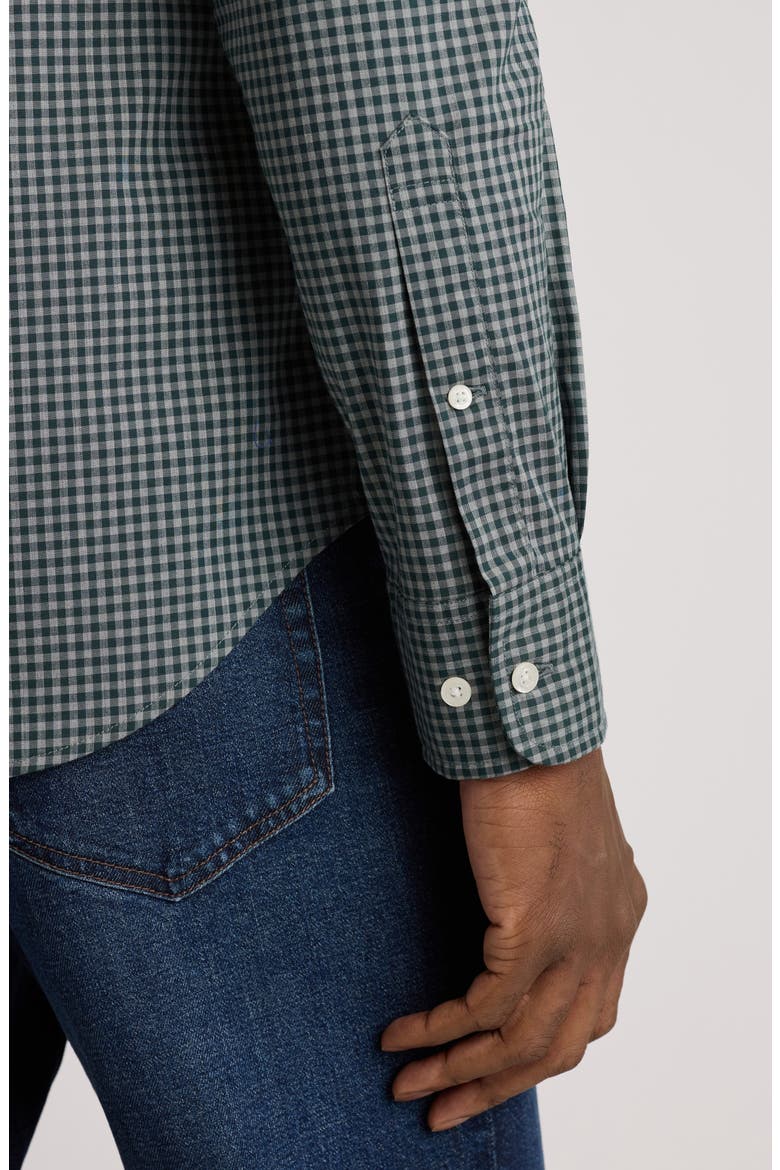 Everyday Gingham Cotton Blend Button-Down Shirt, Alternate, color, HEATHER GREY GREEN GINGHAM