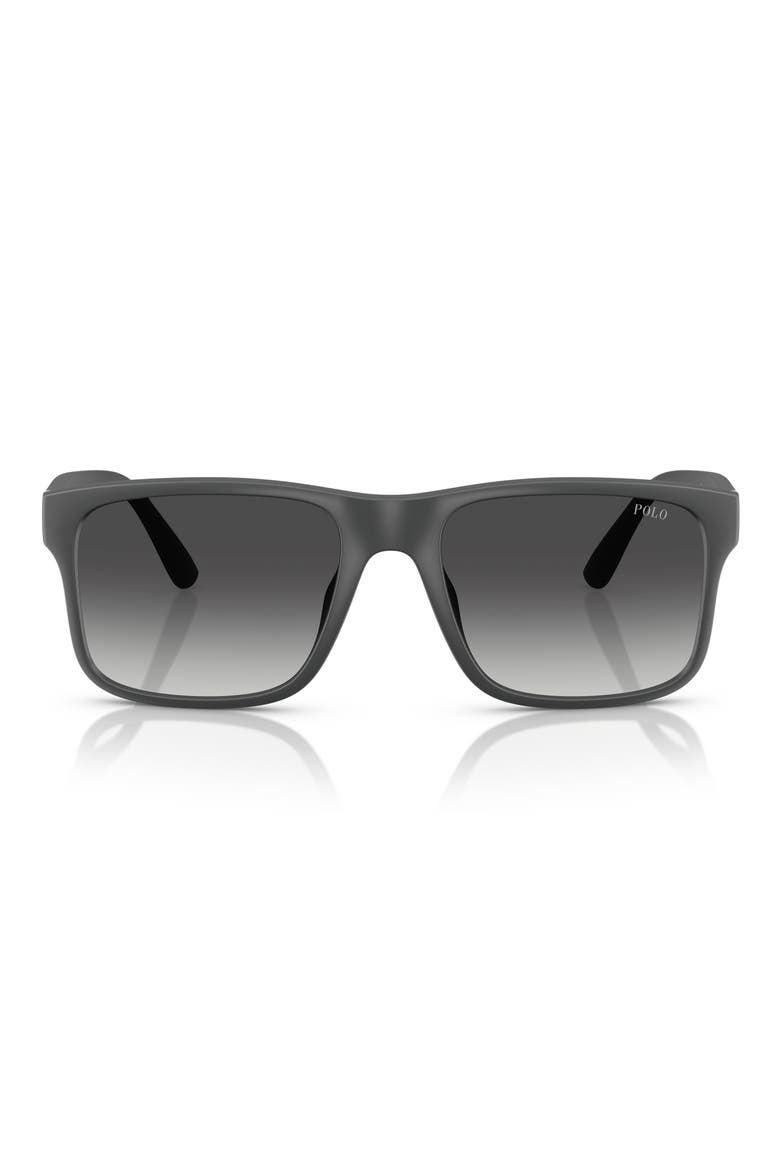 57mm Rectangular Sunglasses, Main, color, GRADIENT GREY