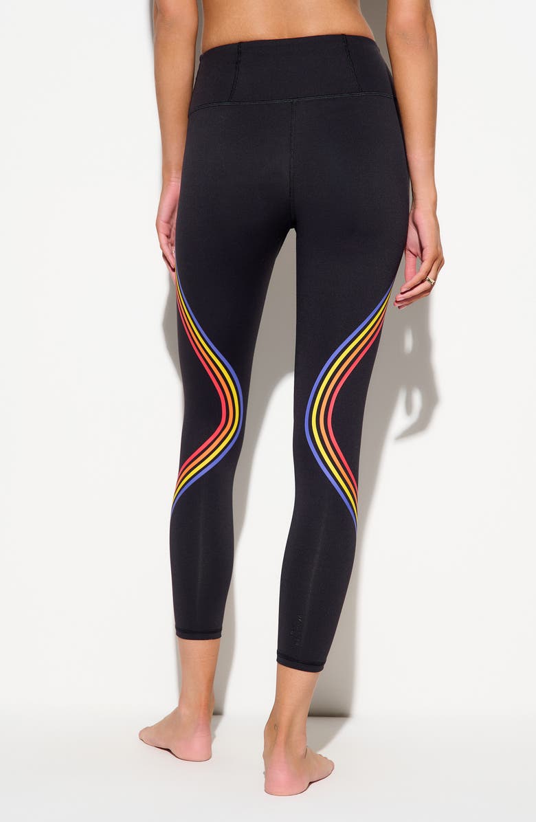 Spiritual Gangster Prism Stripe High Waist Lotus Leggings, Alternate, color, Black