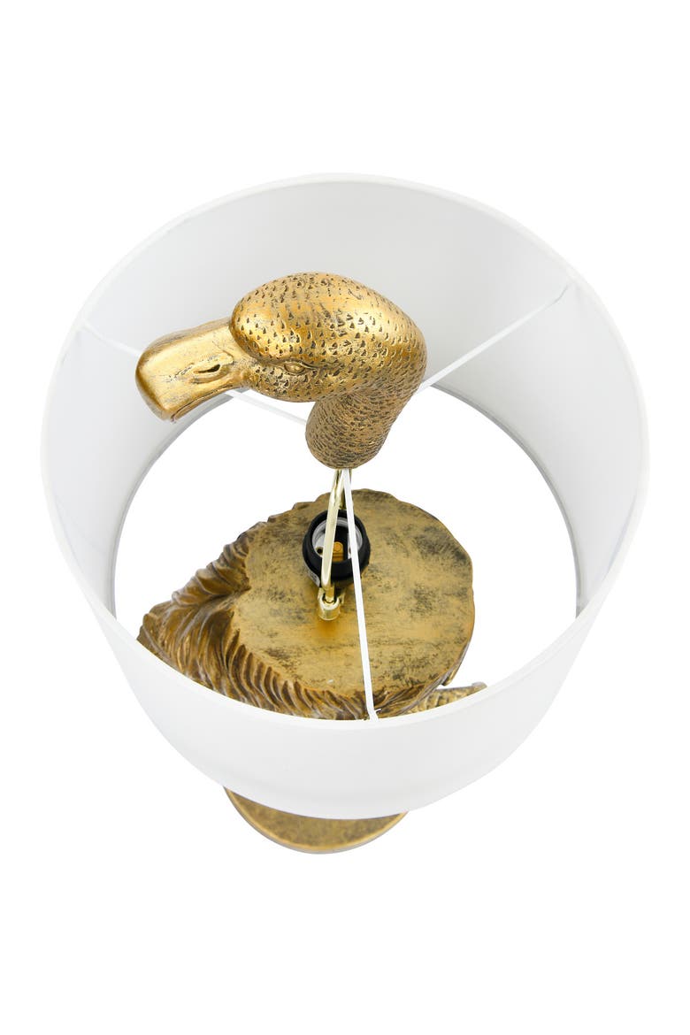 Resin Flamingo Table Lamp with Linen Shade, Gold Finish, Alternate, color, Gold
