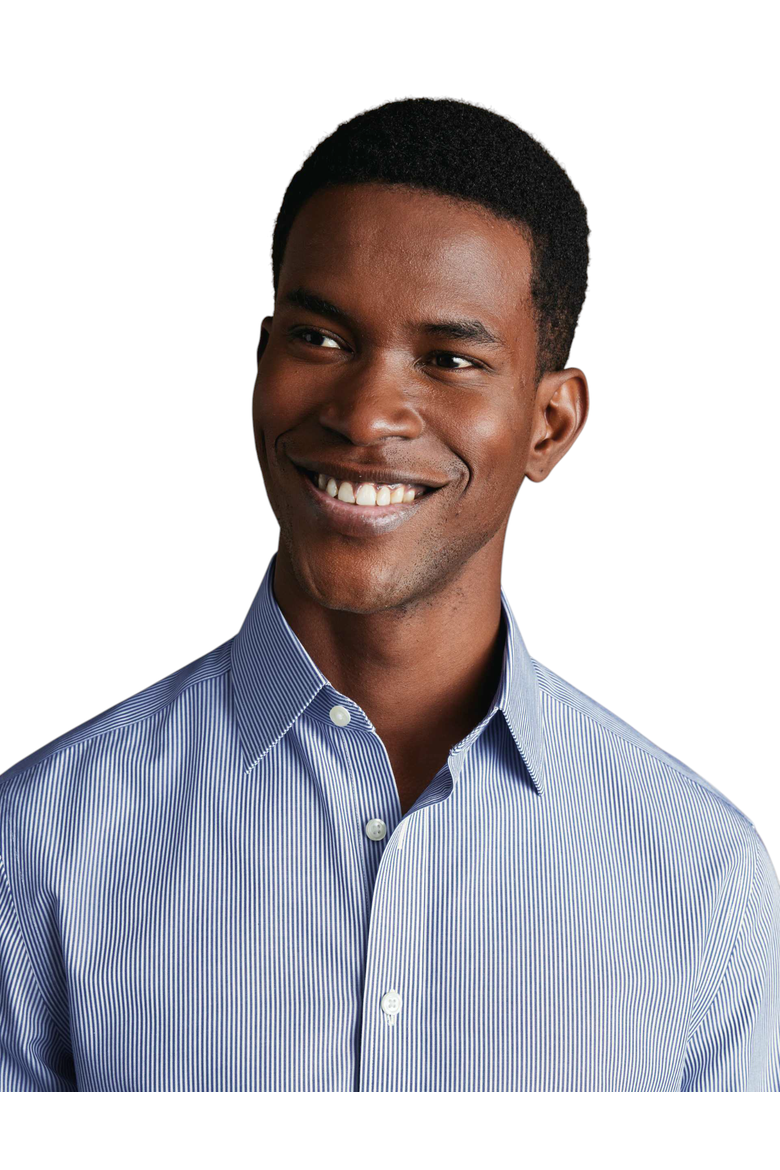 Non-Iron Bengal Stripe Shirt, Alternate, color, Navy
