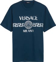 Versace Medusa Glitter Compact Cotton Jersey Graphic T-Shirt