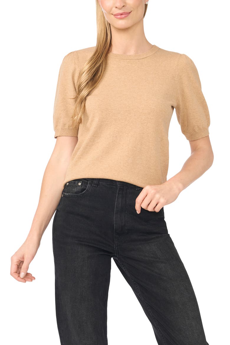 Puff Sleeve Sweater, Main, color, LATTE HEATHER