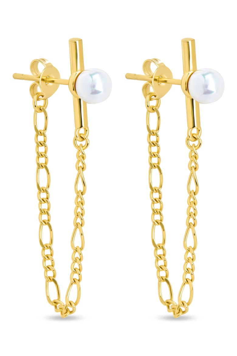 Tristan Faux Pearl Chain Drop Earrings, Main, color, GOLD