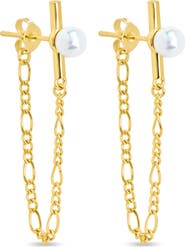 Sterling Forever Tristan Faux Pearl Chain Drop Earrings