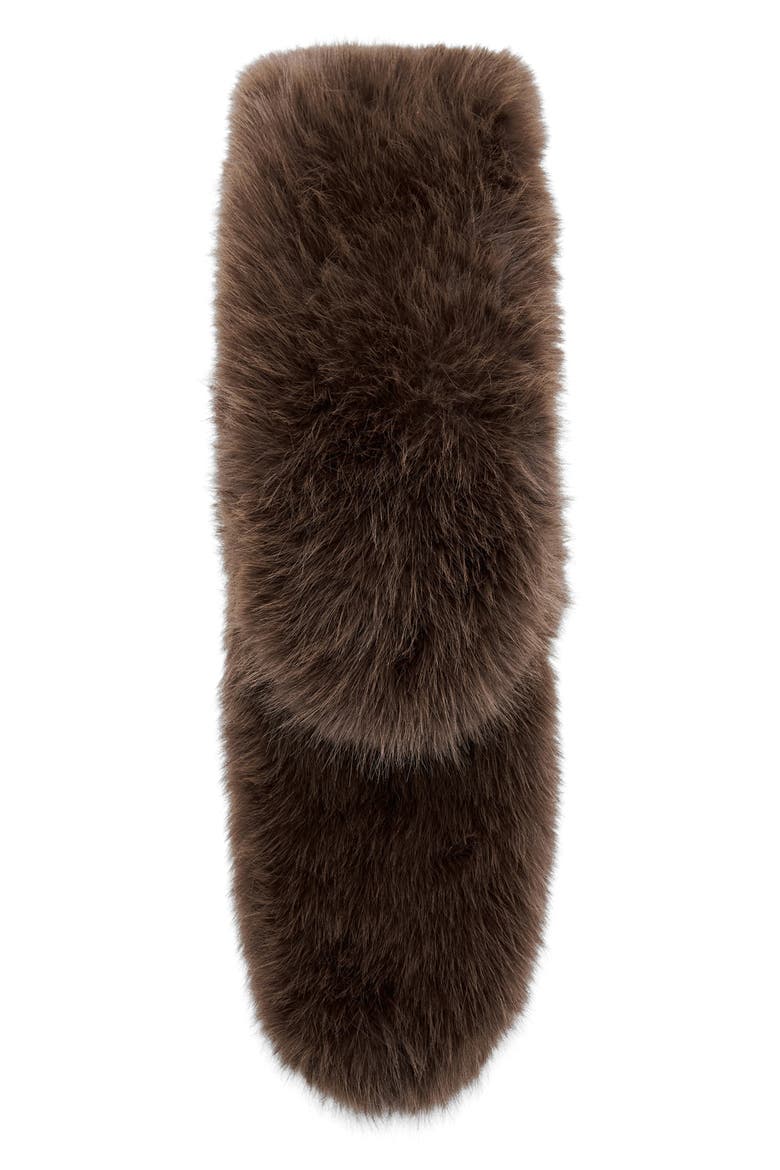 Faux Fur Shawl Scarf, Alternate, color, CHOCOLATE