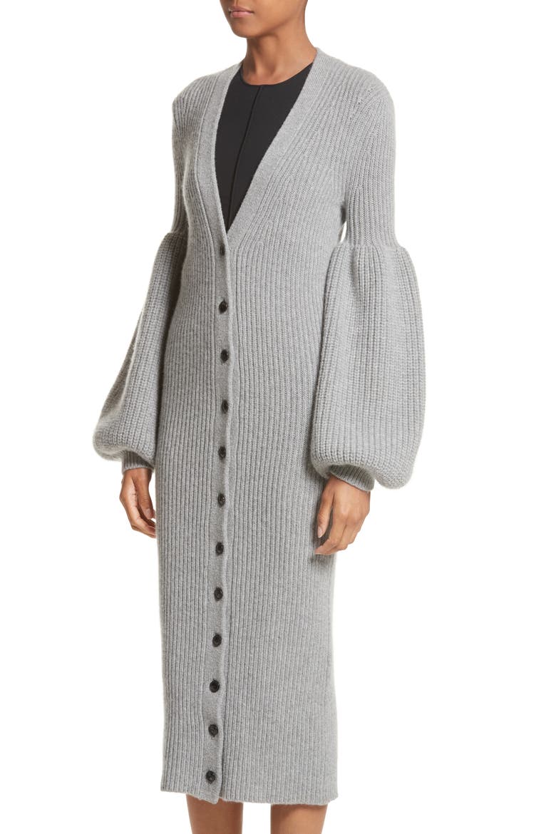 Bishop Sleeve Cardigan, Alternate, color, GREY MELANGE
