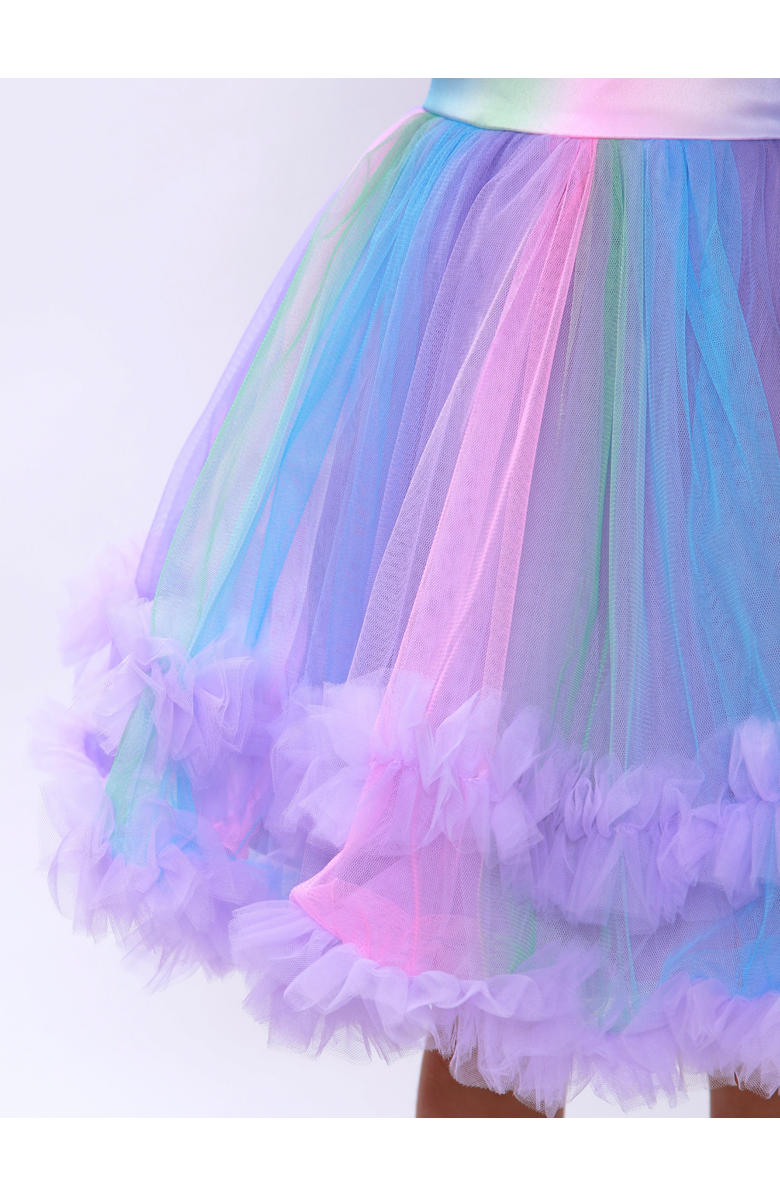 Mia Belle Girls Princess Twirl Rainbow Tulle Ruffle Dress, Alternate, color, Purple