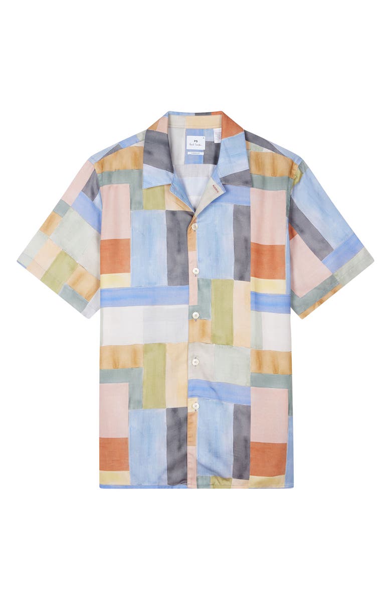 Paul Smith Colorblock Casual Fit Camp Shirt, Main, color, 