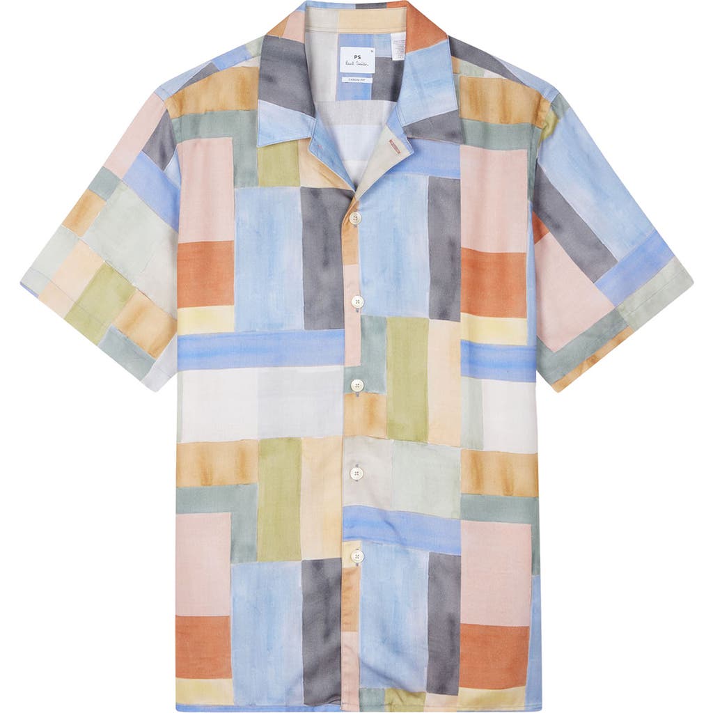 PAUL SMITH PAUL SMITH COLORBLOCK CASUAL FIT CAMP SHIRT