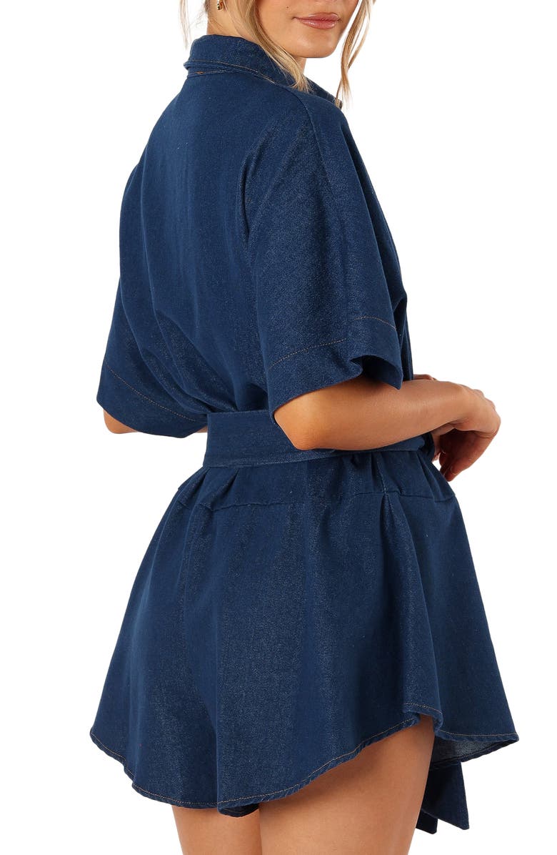 Petal & Pup Harriette Tie Waist Denim Romper, Alternate, color, 