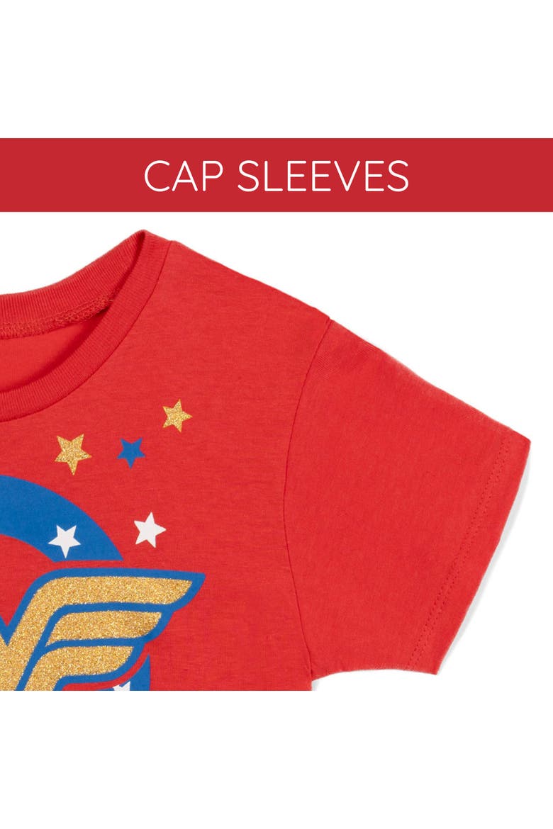Justice League Glitter Graphic T-Shirt, Alternate, color, Wonder Woman Red