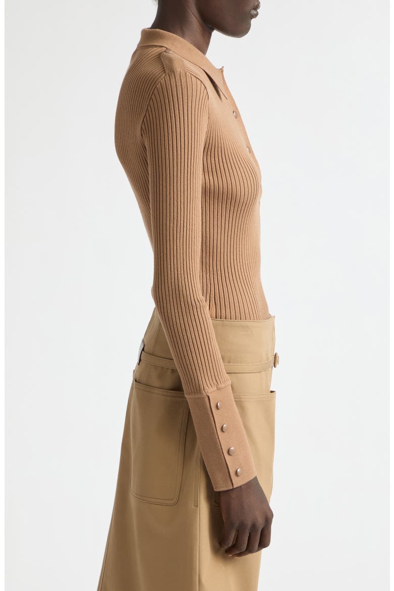 Long Sleeve Rib Polo Sweater, Alternate, color, BRONZER