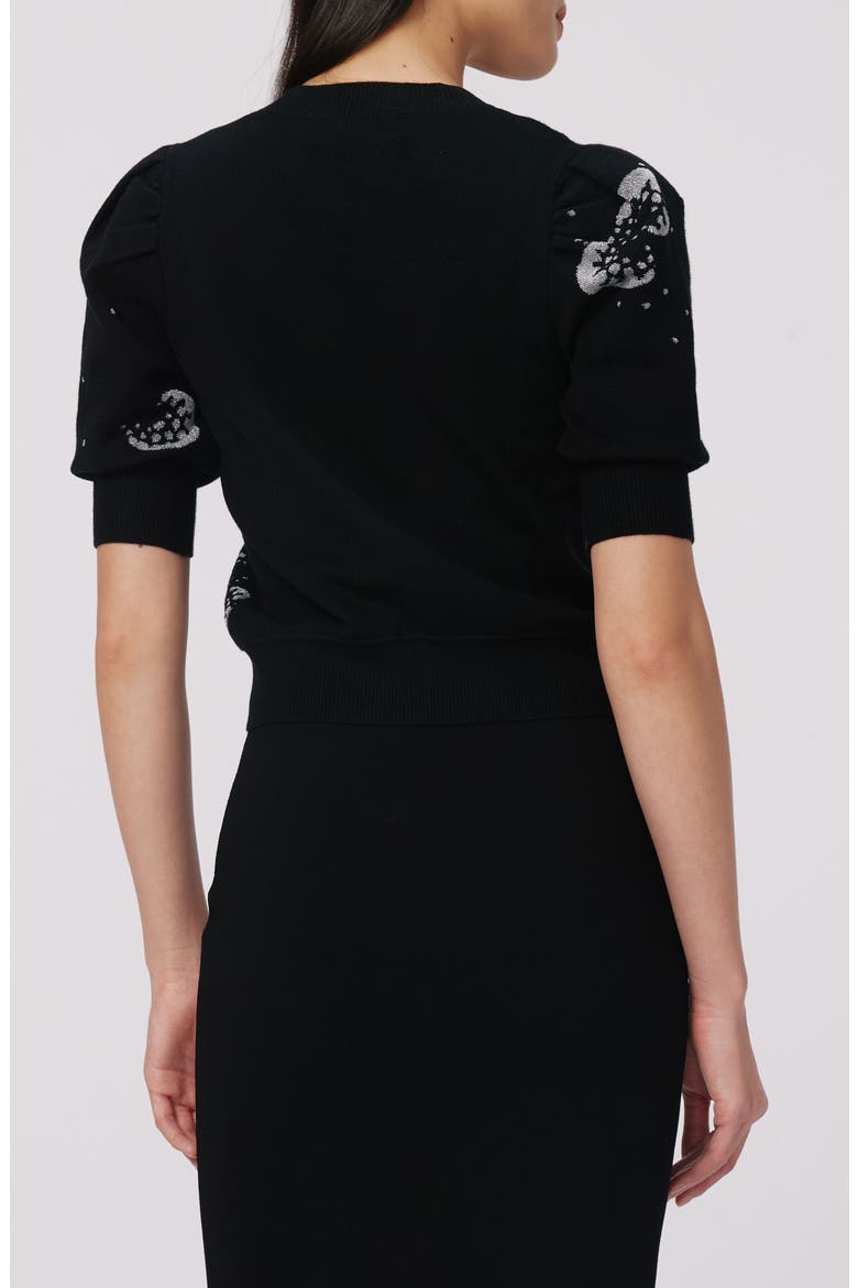 Willa Short Puff Sleeve Sweater, Alternate, color, MOON LANDING LG