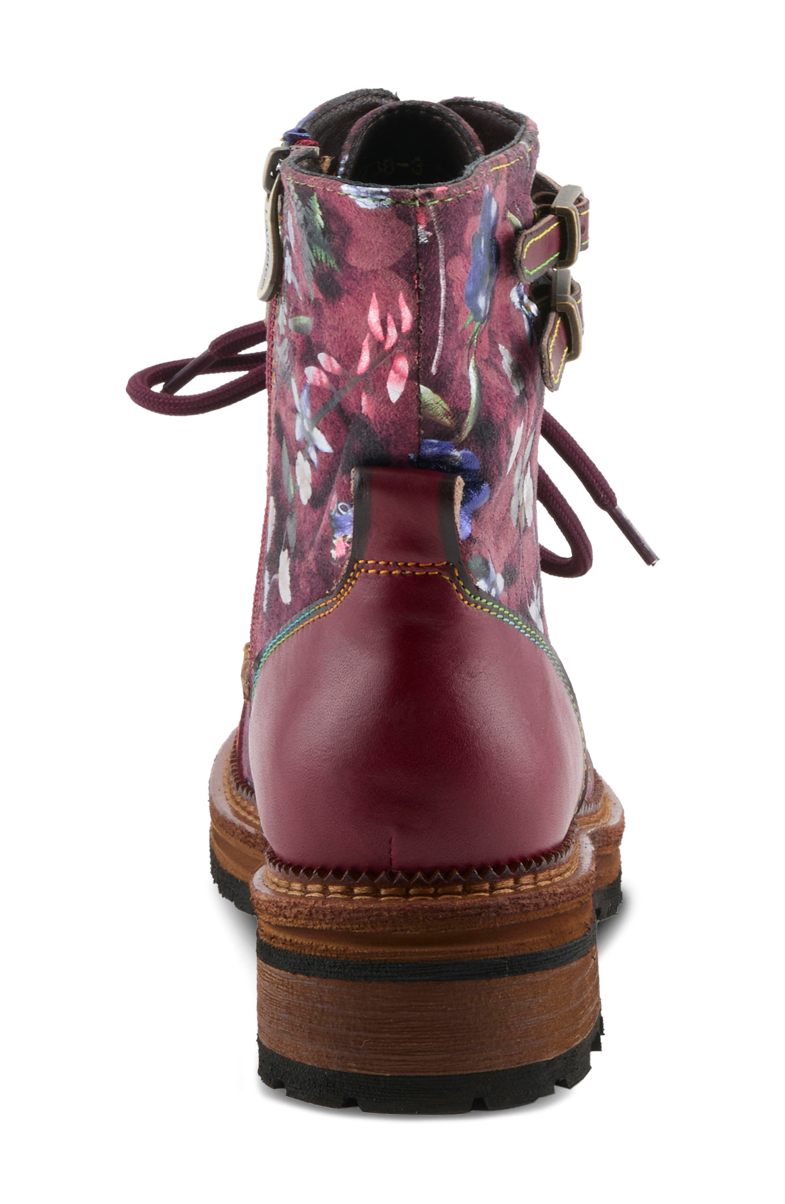 All The Way Floral Lace-Up Bootie, Alternate, color, BORDEAUX MULTI