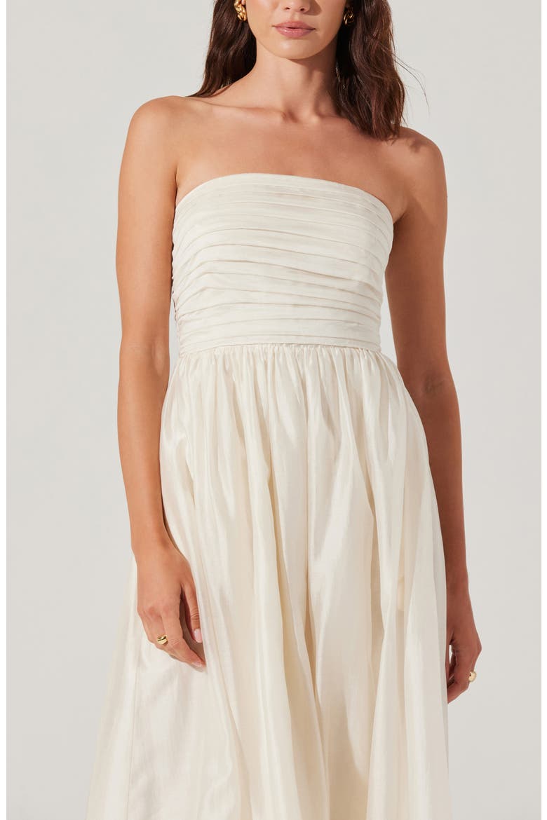 Aneesha Bow Back Strapless Midi Dress, Alternate, color, CREAM