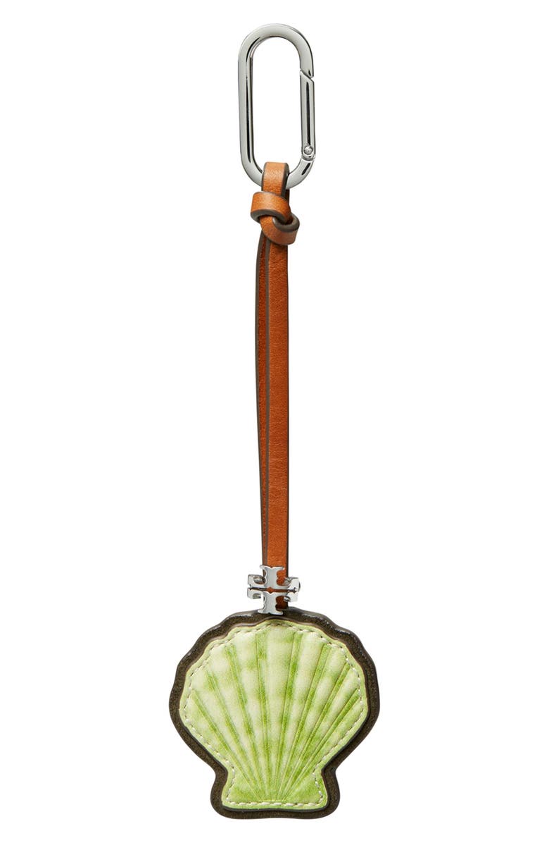 Tory Burch Shell Leather Key Fob, Main, color, Green Multi