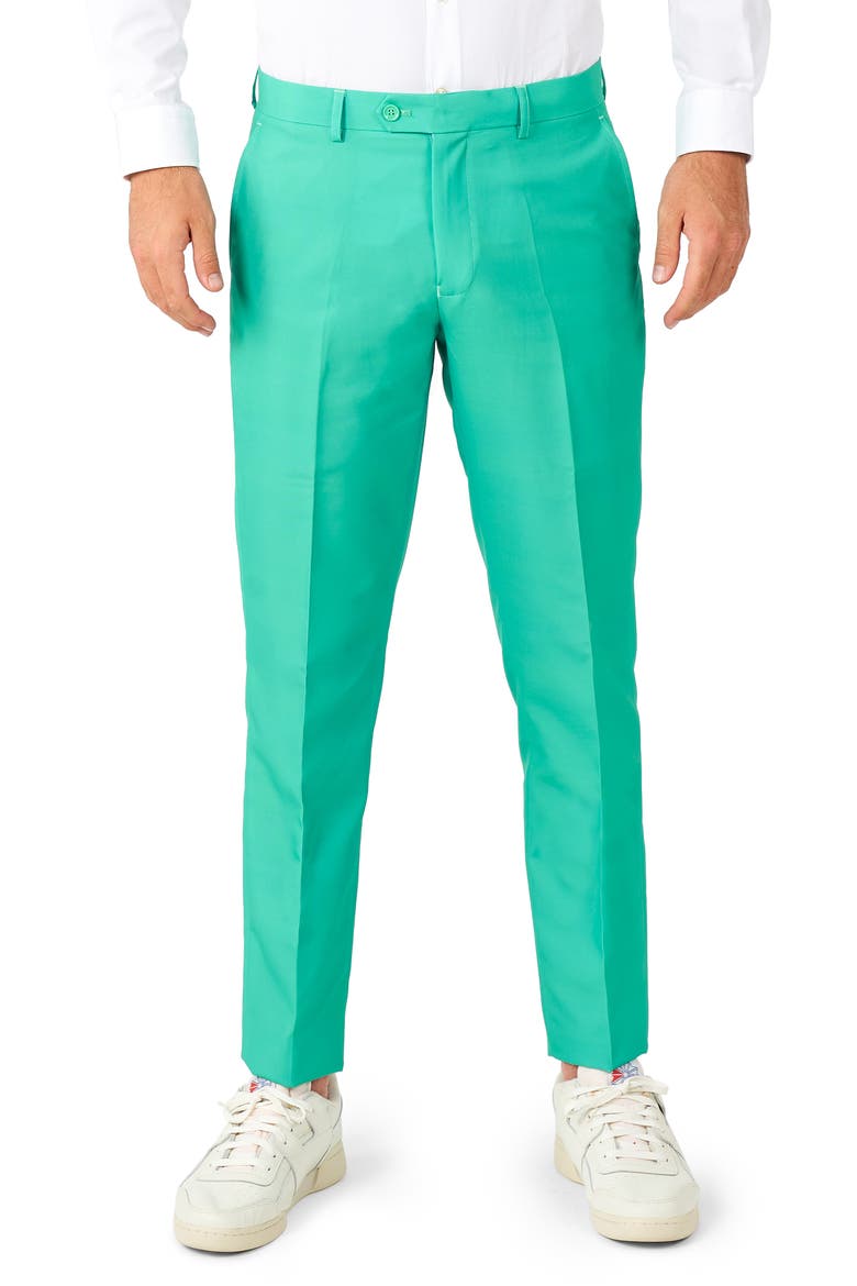 Trendy Turquoise Slim Fit Two-Piece Suit & Tie Set, Alternate, color, GREEN