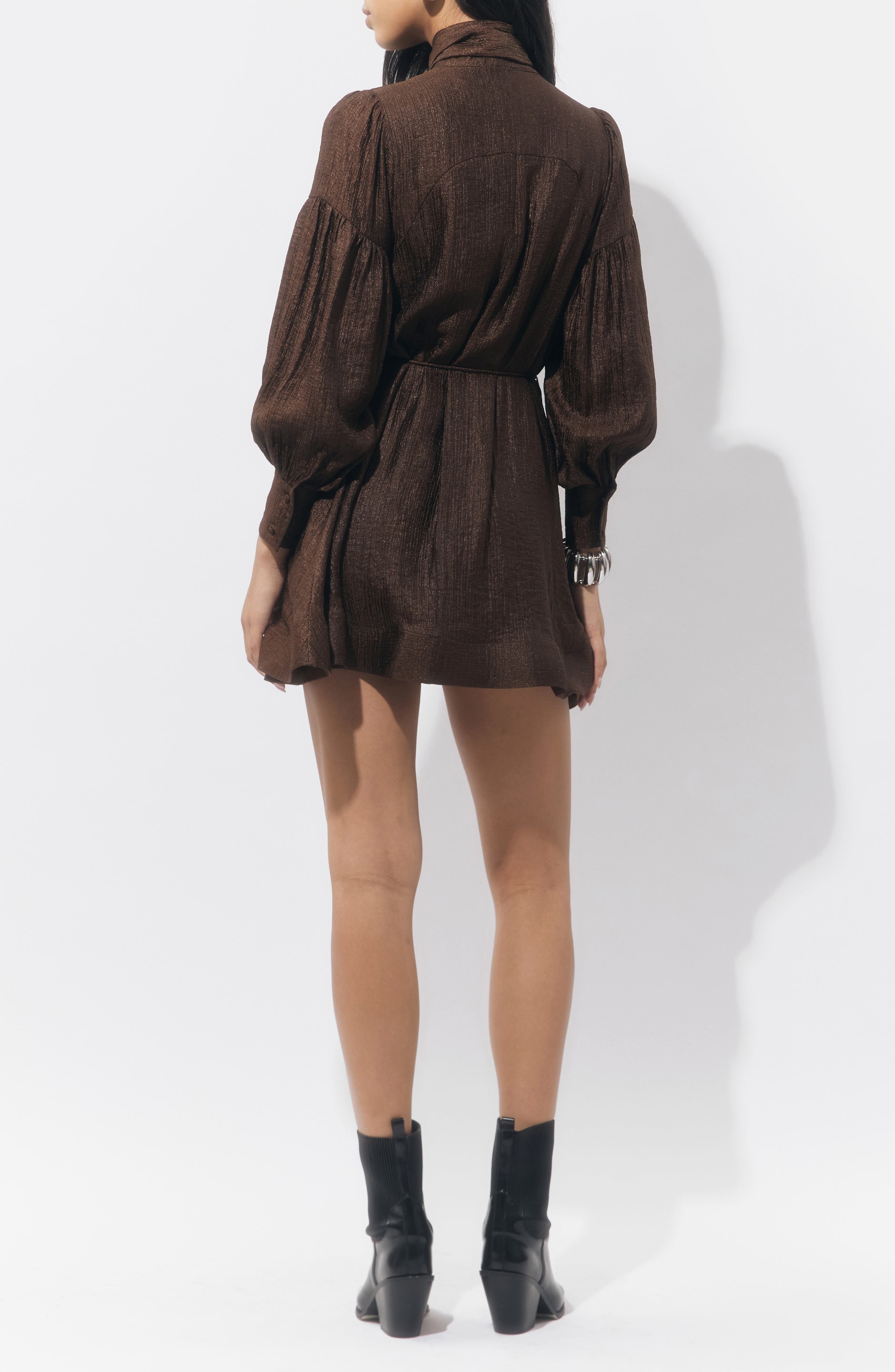 Daphne Metallic Long Sleeve Minidress - image 2
