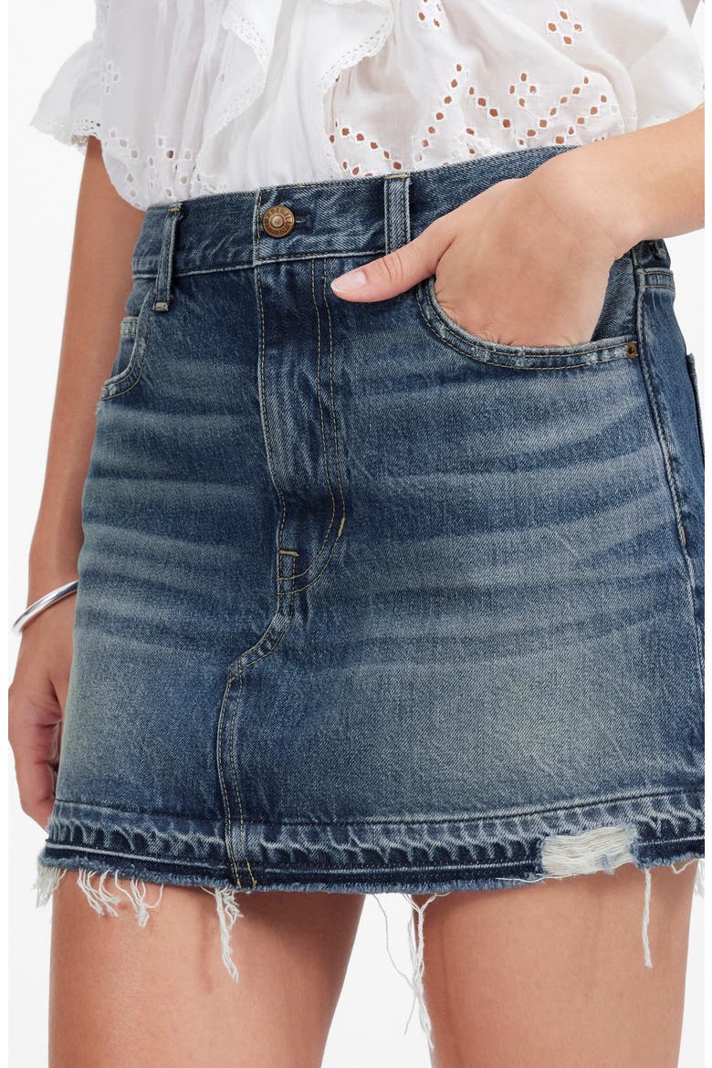 Postage Stamp Denim Mini Skirt, Alternate, color, CROSWELL WASH