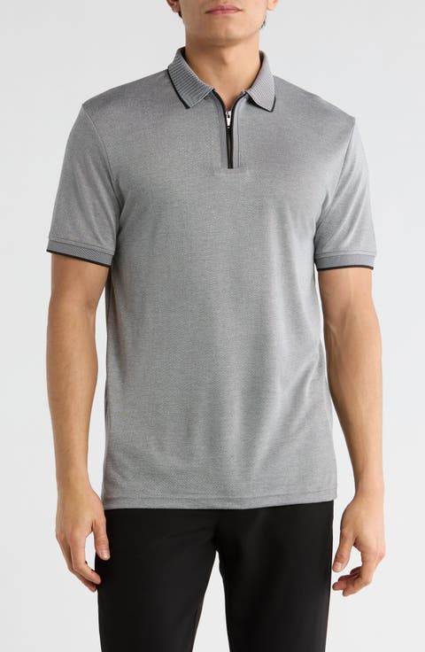 Tipped Quarter Zip Knit Polo