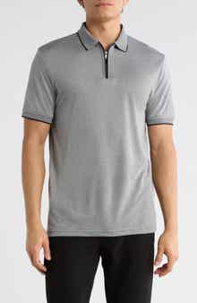 DENIM AND FLOWER Tipped Quarter Zip Knit Polo