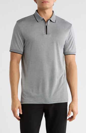 DENIM AND FLOWER Tipped Quarter Zip Knit Polo