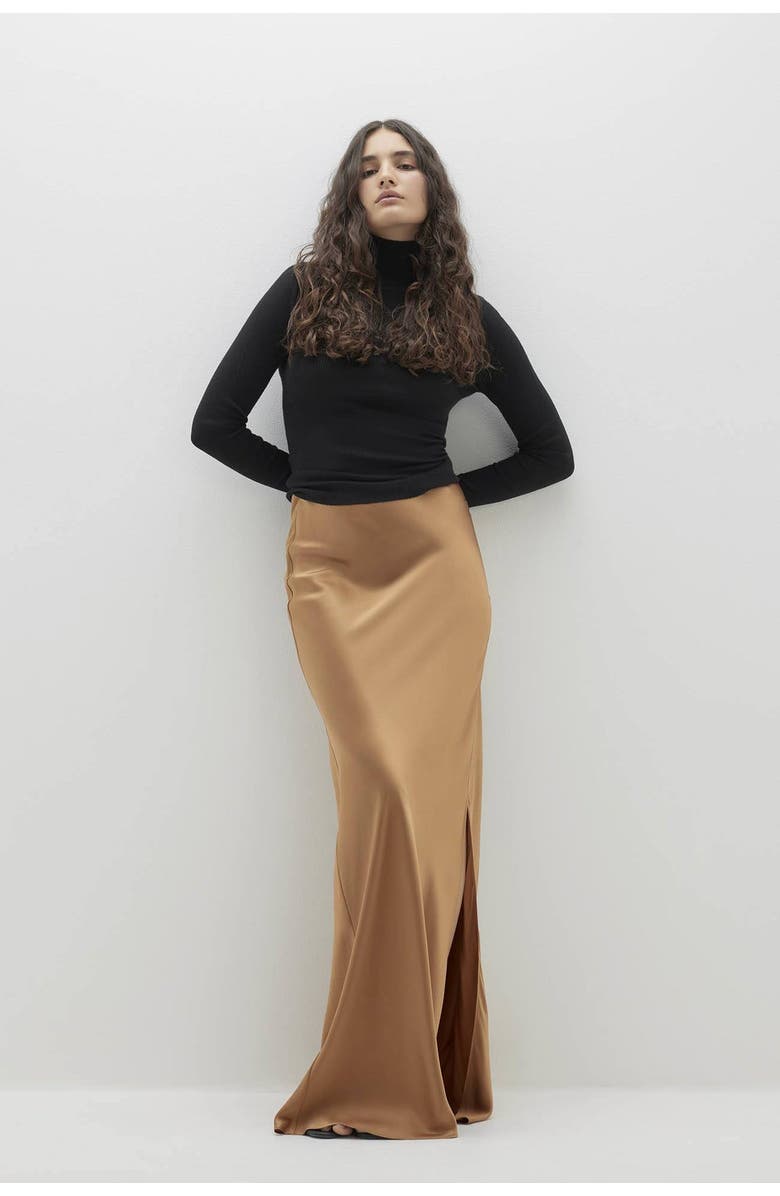 NAKED CASHMERE Siren Silk Maxi Skirt, Alternate, color, Bronze