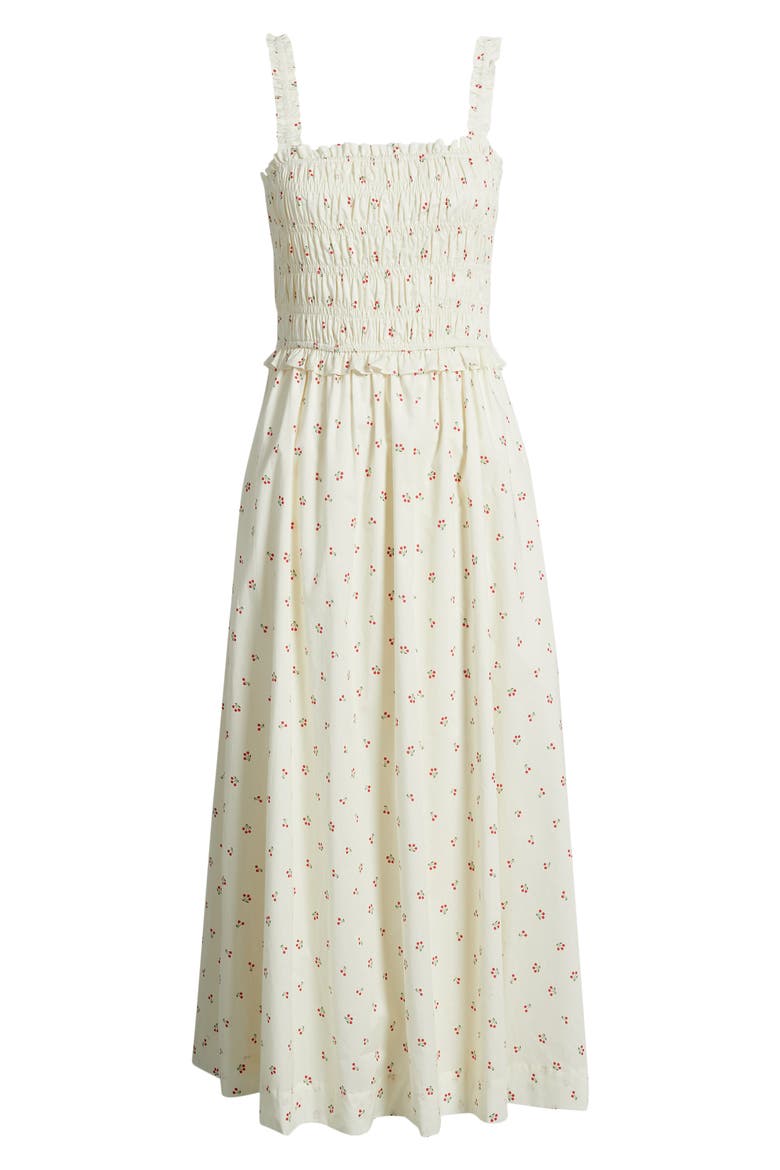 Amarena Smocked Midi Dress, Alternate, color, CREAM MULTI