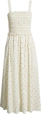 Lulus Amarena Smocked Midi Dress