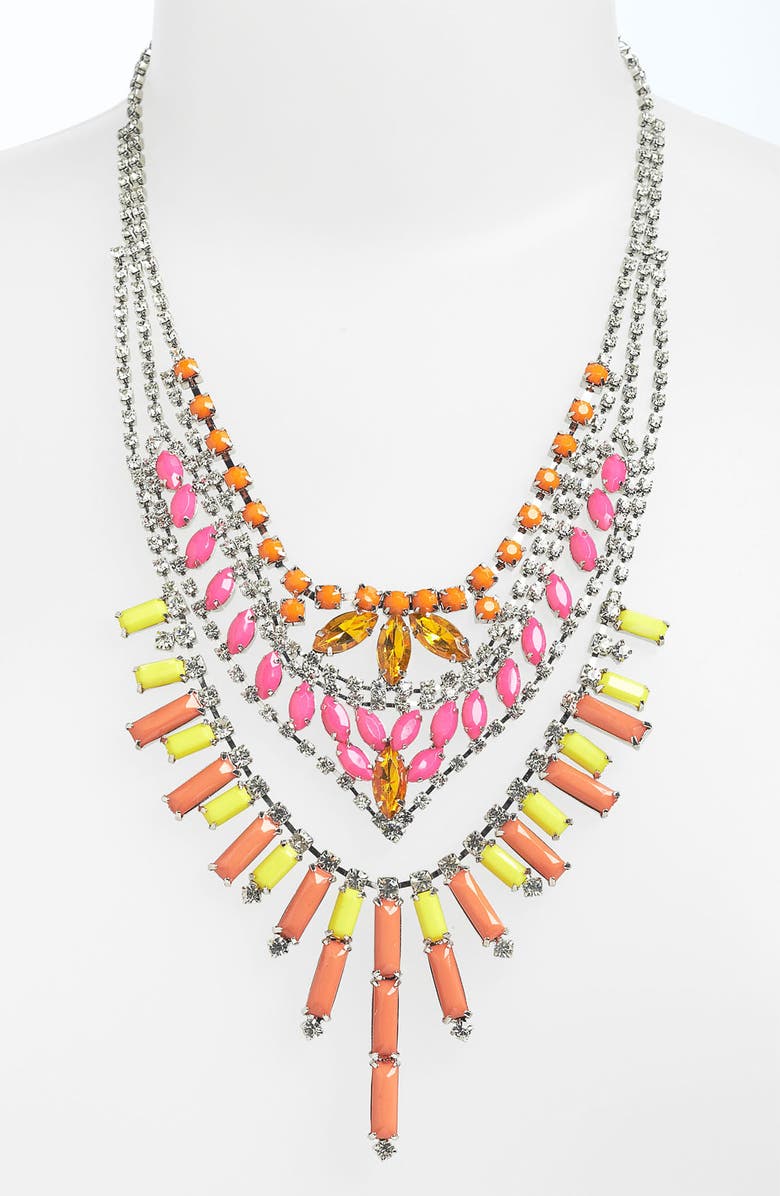 BP. Neon Rhinestone Statement Necklace, Main, color, 