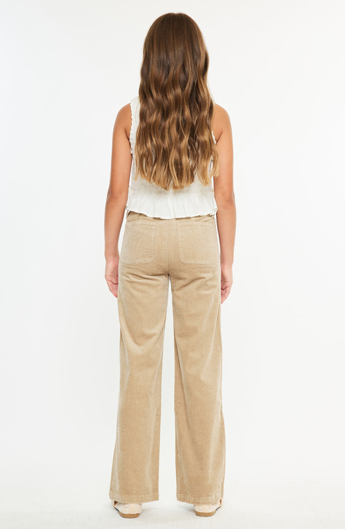 Kancan Sullie Ultra High Rise Wide Leg Jeans In Brown